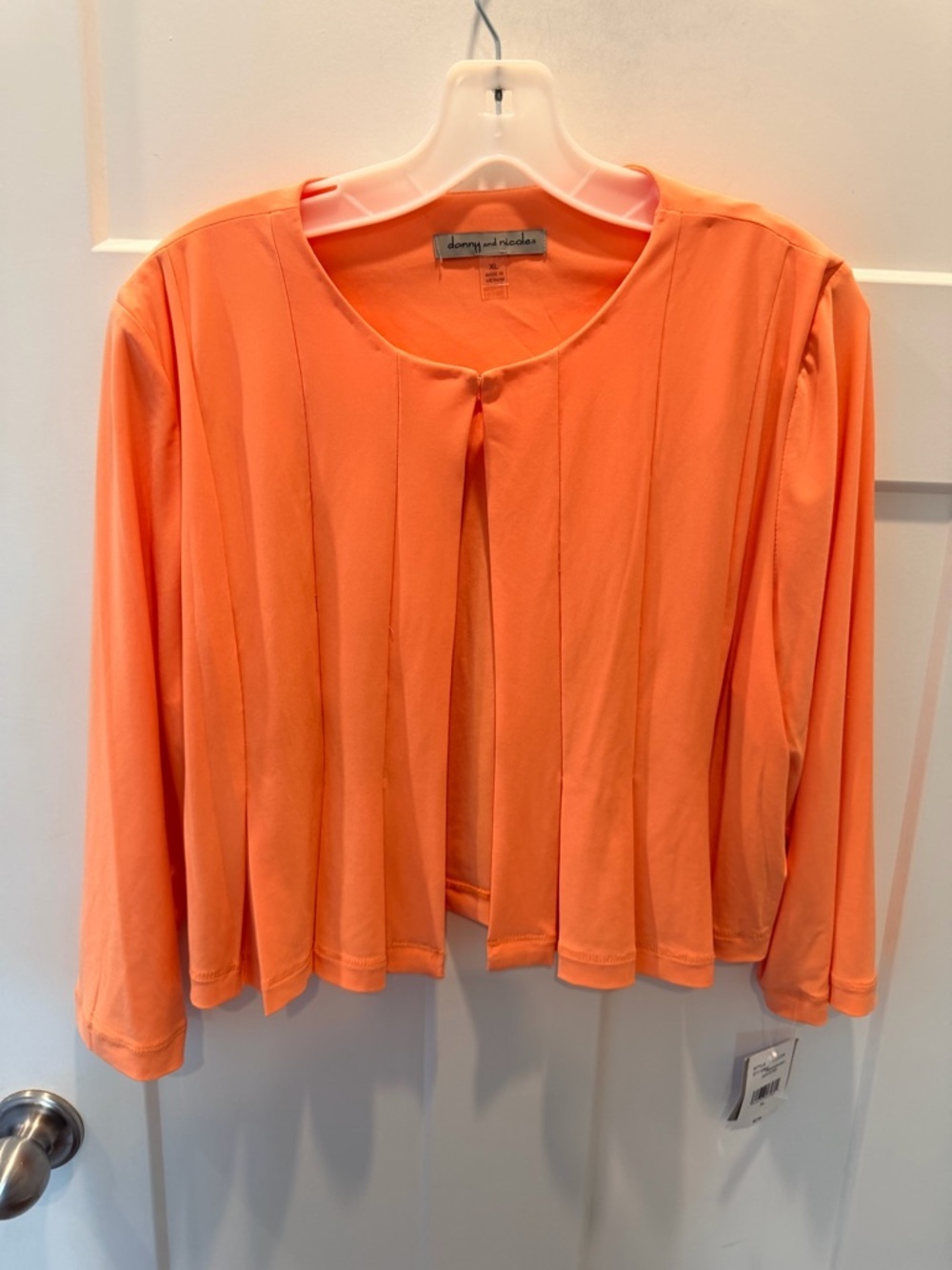 Danny & Nicole XL Peach Open Front Cardigan Pleated Lightweight NWT